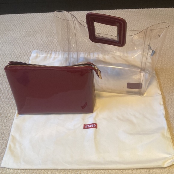 Staud Shirley Handbag - Clear/Burgundy - Picture 7 of 7